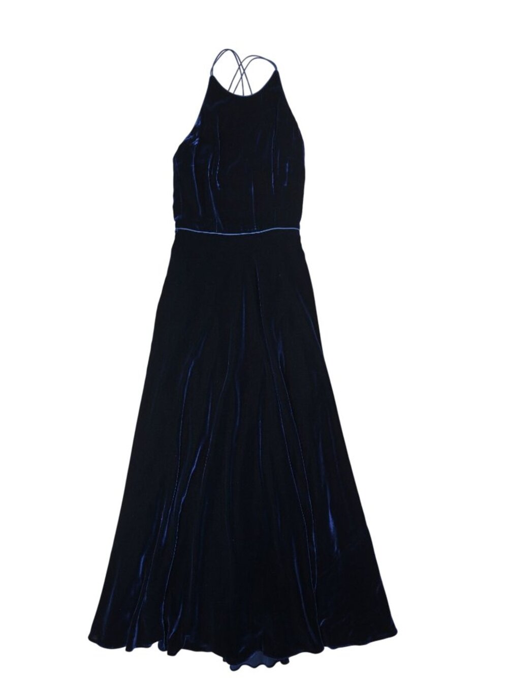 Vintage 1990's Eric Gaskins Blue Velvet Evening Gown